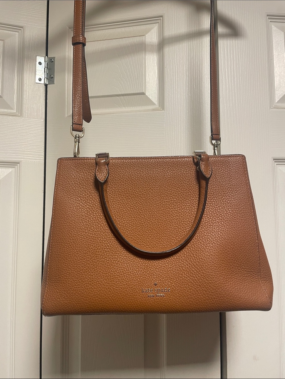 kate spade Tan Pebbled Leather Satchel with Shoulder Strap and matching wallet